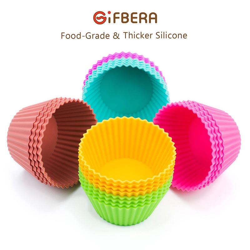 Silicone Baking Cups Cupcake Liners - 24Pcs Reusable Silicone Molds  Including Round, Rectanguar, Square, Flower BPA Free Food Grade Silicone -  Yahoo Shopping